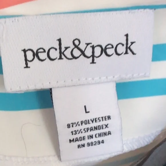 Peck & Peck Blue and Green Striped Top - Picture 8 of 9